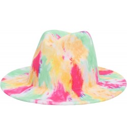 Women Fedoras Hats Tie Dye Big Brim Panama Hats for Men Outdoor Print Trilby Felt Hat Cowboy Cowgirl Sombreros 6 $15.91 Fedoras