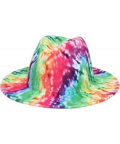 Women Fedoras Hats Tie Dye Big Brim Panama Hats for Men Outdoor Print Trilby Felt Hat Cowboy Cowgirl Sombreros 6 $15.91 Fedoras