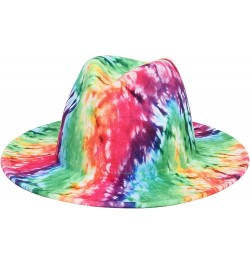 Women Fedoras Hats Tie Dye Big Brim Panama Hats for Men Outdoor Print Trilby Felt Hat Cowboy Cowgirl Sombreros 6 $15.91 Fedoras