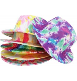 Women Fedoras Hats Tie Dye Big Brim Panama Hats for Men Outdoor Print Trilby Felt Hat Cowboy Cowgirl Sombreros 6 $15.91 Fedoras