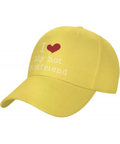 Hat Heart I Love My Hot Girlfriend Baseball Cap Men Women Cowboy hat Trucker Hat Golf Dad Cap Fishing hat Yellow $11.02 Baseb...