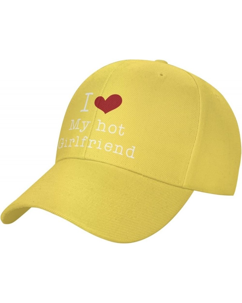 Hat Heart I Love My Hot Girlfriend Baseball Cap Men Women Cowboy hat Trucker Hat Golf Dad Cap Fishing hat Yellow $11.02 Baseb...