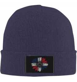 Vintage Sunflower Dominican Republic Flag Unisex Winter Knit Hat Black Navy Blue $12.68 Skullies & Beanies