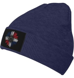 Vintage Sunflower Dominican Republic Flag Unisex Winter Knit Hat Black Navy Blue $12.68 Skullies & Beanies