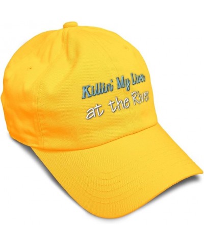 Soft Baseball Cap Killin My Liver at The River Cotton Dad Hats for Men & Women Golden Yellow $12.00 Baseball Caps