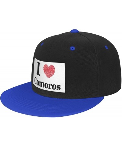 I Love Comoros Baseball Cap for Men Women Snapback Hat Adjustable Flat Bill Hats Blue $11.62 Baseball Caps