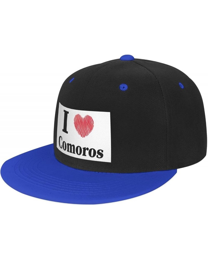 I Love Comoros Baseball Cap for Men Women Snapback Hat Adjustable Flat Bill Hats Blue $11.62 Baseball Caps