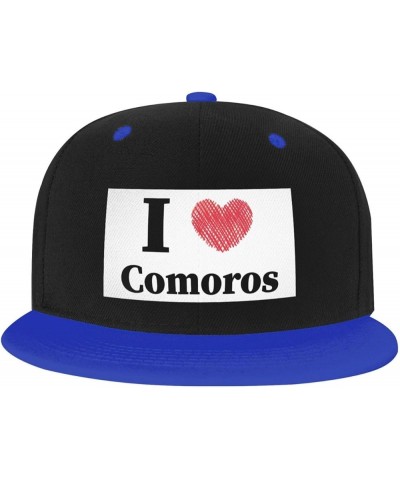 I Love Comoros Baseball Cap for Men Women Snapback Hat Adjustable Flat Bill Hats Blue $11.62 Baseball Caps