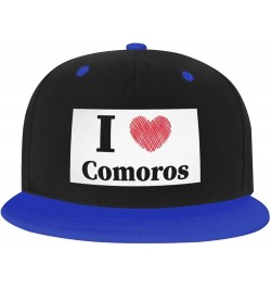 I Love Comoros Baseball Cap for Men Women Snapback Hat Adjustable Flat Bill Hats Blue $11.62 Baseball Caps