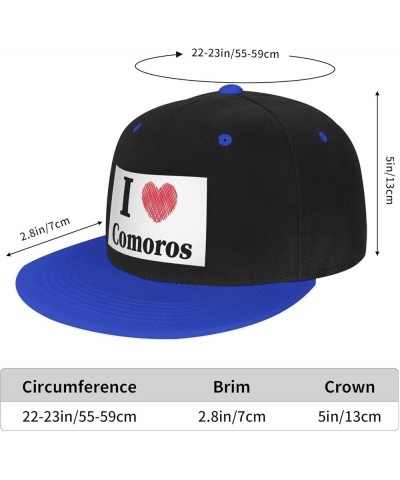 I Love Comoros Baseball Cap for Men Women Snapback Hat Adjustable Flat Bill Hats Blue $11.62 Baseball Caps