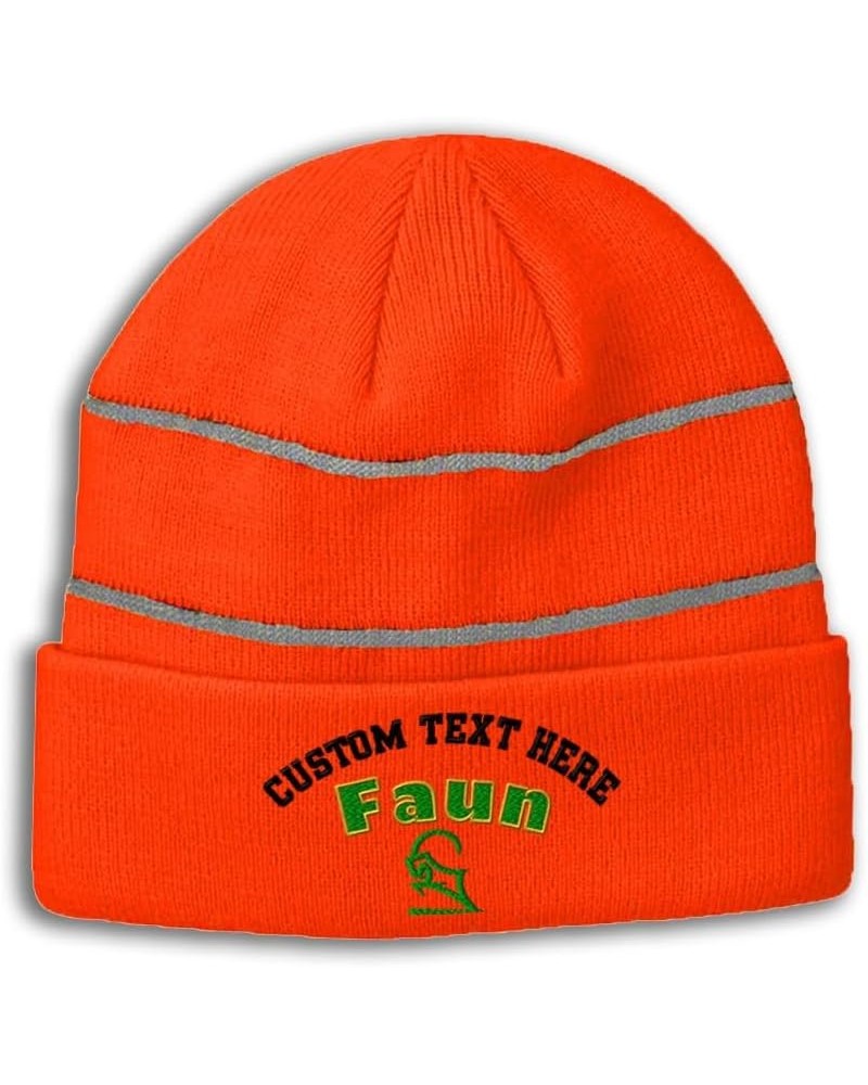 Custom Reflective Beanie Faun Acrylic High Visibility Running Gear Skull Cap for Men & Women 1 Size Neon Orange Personalized ...