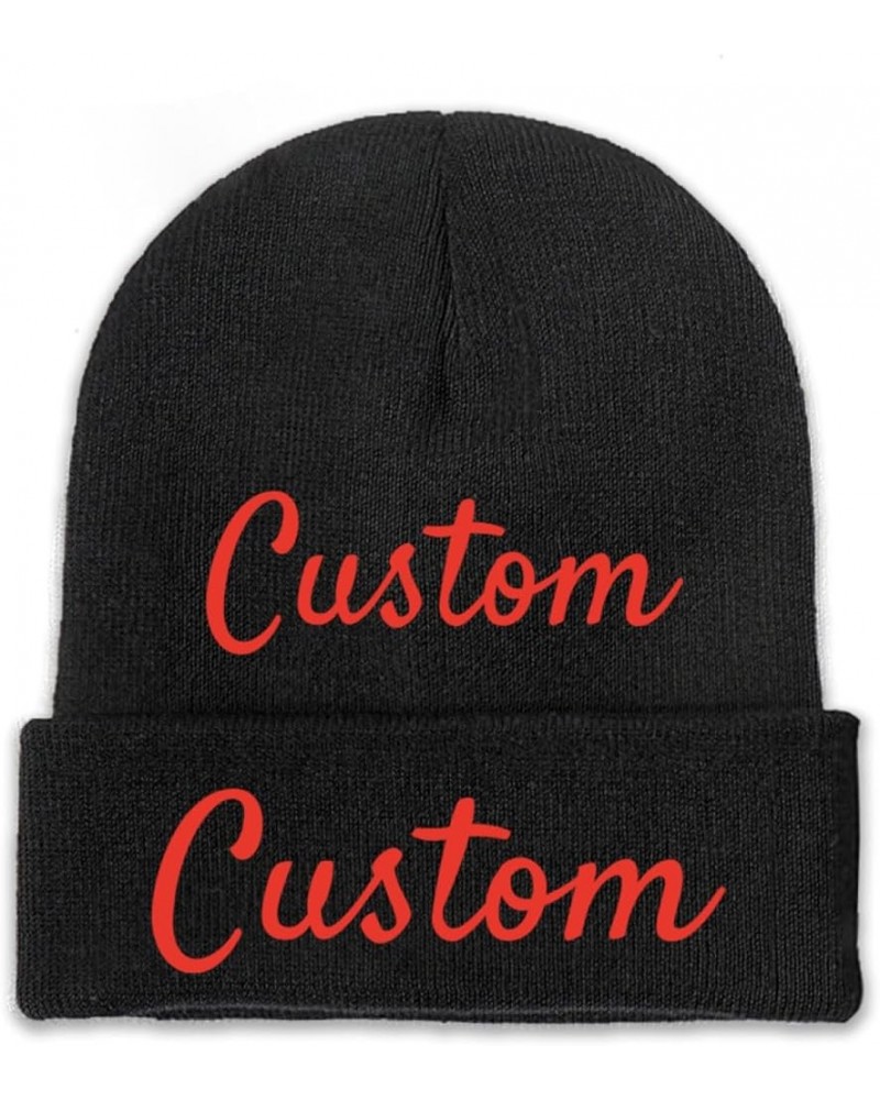 Custom Baggy Winter Summer Hat Soft Warm for Mens Womens Unisex Hats Black $9.32 Skullies & Beanies