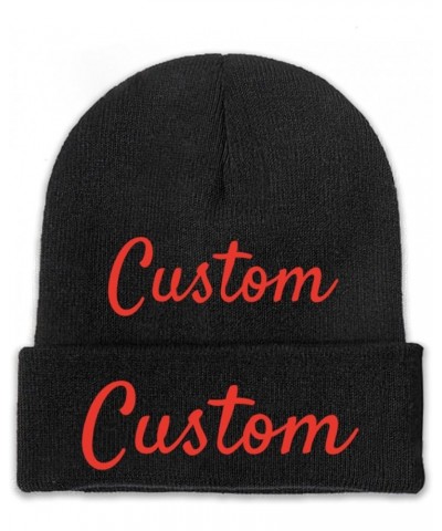 Custom Baggy Winter Summer Hat Soft Warm for Mens Womens Unisex Hats Black $9.32 Skullies & Beanies