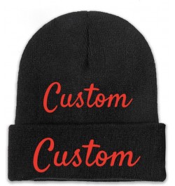 Custom Baggy Winter Summer Hat Soft Warm for Mens Womens Unisex Hats Black $9.32 Skullies & Beanies