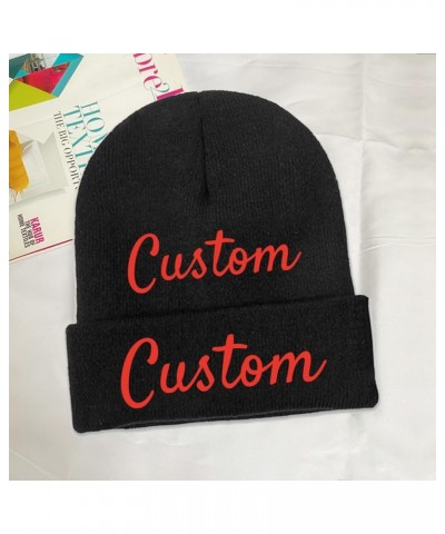 Custom Baggy Winter Summer Hat Soft Warm for Mens Womens Unisex Hats Black $9.32 Skullies & Beanies