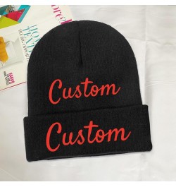 Custom Baggy Winter Summer Hat Soft Warm for Mens Womens Unisex Hats Black $9.32 Skullies & Beanies