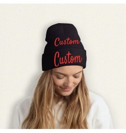 Custom Baggy Winter Summer Hat Soft Warm for Mens Womens Unisex Hats Black $9.32 Skullies & Beanies