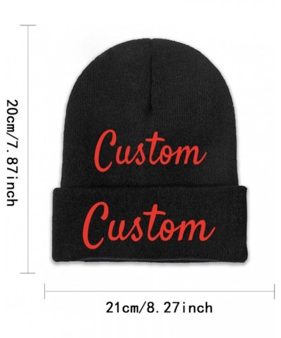 Custom Baggy Winter Summer Hat Soft Warm for Mens Womens Unisex Hats Black $9.32 Skullies & Beanies