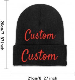 Custom Baggy Winter Summer Hat Soft Warm for Mens Womens Unisex Hats Black $9.32 Skullies & Beanies