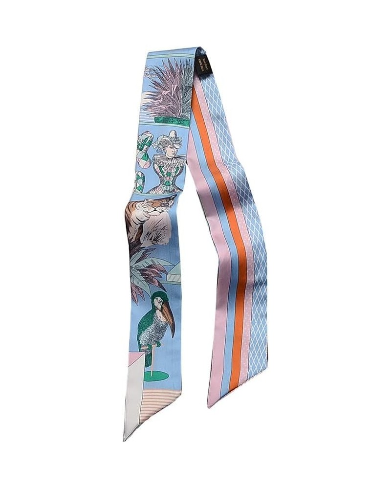 100% Mulberry silk Scarf Head Hair Ribbon Handbag Handle wrap Tie Bundle Scarf Neckerchief Scarf for women Blue Tiger $9.49 S...