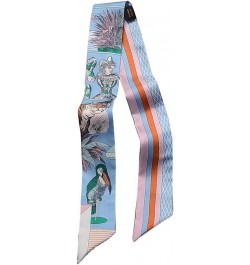 100% Mulberry silk Scarf Head Hair Ribbon Handbag Handle wrap Tie Bundle Scarf Neckerchief Scarf for women Blue Tiger $9.49 S...