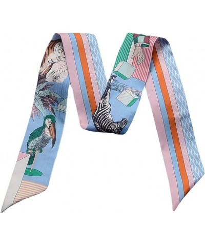 100% Mulberry silk Scarf Head Hair Ribbon Handbag Handle wrap Tie Bundle Scarf Neckerchief Scarf for women Blue Tiger $9.49 S...