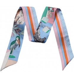 100% Mulberry silk Scarf Head Hair Ribbon Handbag Handle wrap Tie Bundle Scarf Neckerchief Scarf for women Blue Tiger $9.49 S...