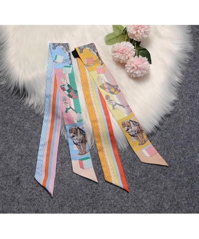 100% Mulberry silk Scarf Head Hair Ribbon Handbag Handle wrap Tie Bundle Scarf Neckerchief Scarf for women Blue Tiger $9.49 S...