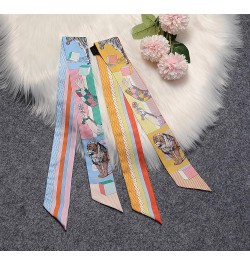 100% Mulberry silk Scarf Head Hair Ribbon Handbag Handle wrap Tie Bundle Scarf Neckerchief Scarf for women Blue Tiger $9.49 S...