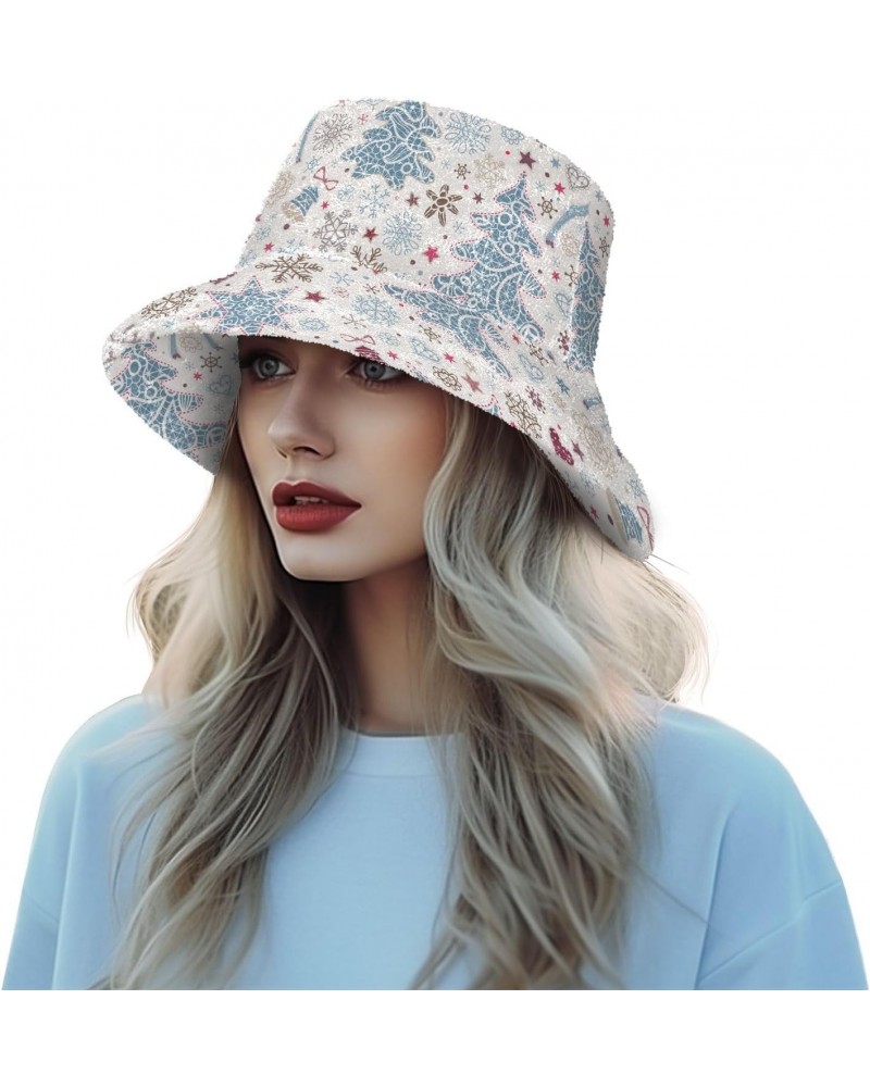 Christmas Deer Fuzzy Bucket Hat for Women Bucket Hats Plush Fluffy Bucket Hat for Women Fashionable $12.23 Bucket Hats