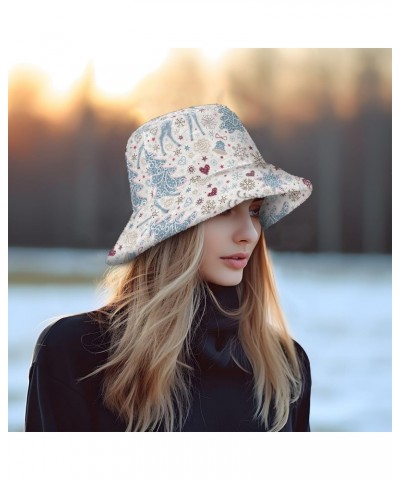 Christmas Deer Fuzzy Bucket Hat for Women Bucket Hats Plush Fluffy Bucket Hat for Women Fashionable $12.23 Bucket Hats