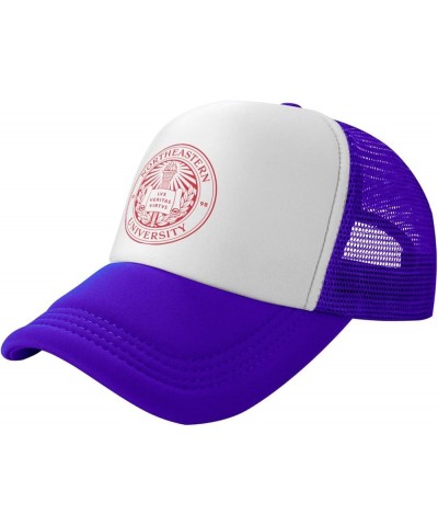 Northeastern University Trucker Hats for Both Men and Women - Mesh Baseball Snapback Hats Purple $21.04 Baseball Caps