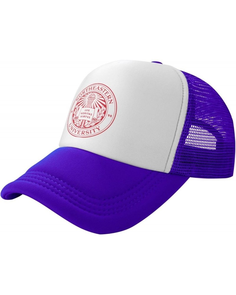 Northeastern University Trucker Hats for Both Men and Women - Mesh Baseball Snapback Hats Purple $21.04 Baseball Caps