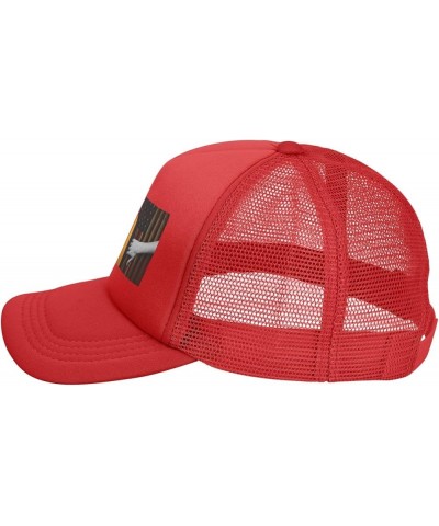 Trucker Hat Mesh Baseball Cap Adjustable Dad Hat Unisex Red $8.77 Baseball Caps