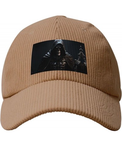 Beige Fashion Baseball Cap Hat Men Women Corduroy Grim-Reaper Pattern Khaki $11.60 Baseball Caps