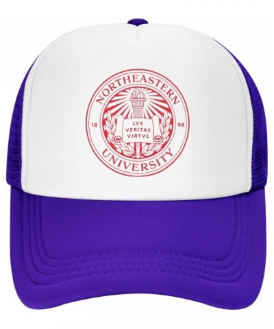 Northeastern University Trucker Hats for Both Men and Women - Mesh Baseball Snapback Hats Purple $21.04 Baseball Caps