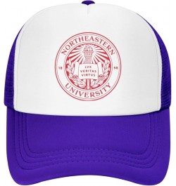 Northeastern University Trucker Hats for Both Men and Women - Mesh Baseball Snapback Hats Purple $21.04 Baseball Caps