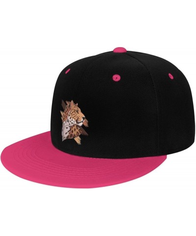 Handsome Leopard Head Snapback Hat for Men Women Baseball Cap Trucker Flat Bill Hats Dad Caps Pink $9.70 Baseball Caps