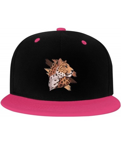 Handsome Leopard Head Snapback Hat for Men Women Baseball Cap Trucker Flat Bill Hats Dad Caps Pink $9.70 Baseball Caps