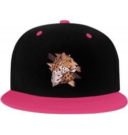 Handsome Leopard Head Snapback Hat for Men Women Baseball Cap Trucker Flat Bill Hats Dad Caps Pink $9.70 Baseball Caps