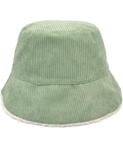 Bucket Hat,Winter Corduroy Fisherman Hat Female Warm Basin Hat Women Outdoor Double-Sided Sunshade Bob Cap Green $19.94 Sun Hats