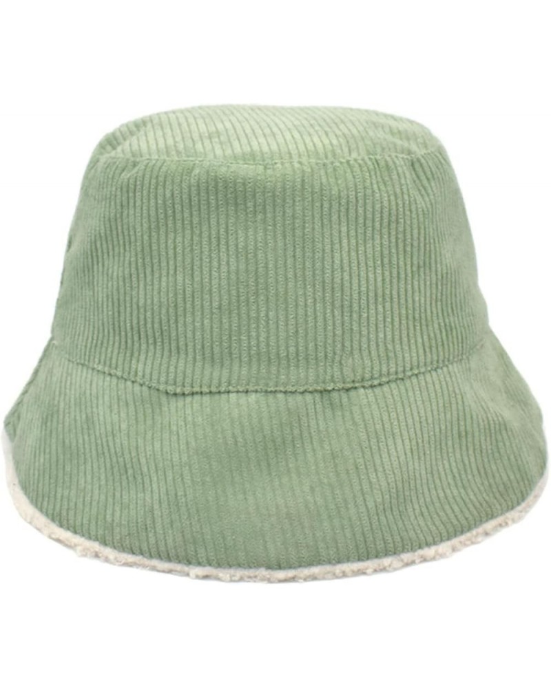 Bucket Hat,Winter Corduroy Fisherman Hat Female Warm Basin Hat Women Outdoor Double-Sided Sunshade Bob Cap Green $19.94 Sun Hats