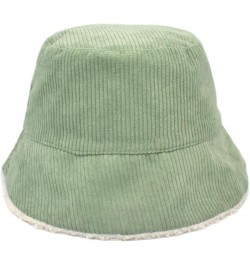 Bucket Hat,Winter Corduroy Fisherman Hat Female Warm Basin Hat Women Outdoor Double-Sided Sunshade Bob Cap Green $19.94 Sun Hats