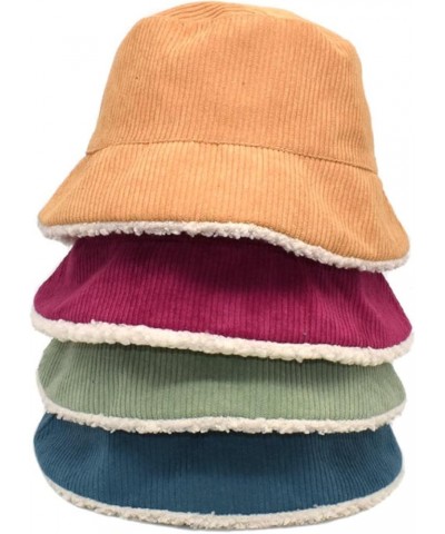 Bucket Hat,Winter Corduroy Fisherman Hat Female Warm Basin Hat Women Outdoor Double-Sided Sunshade Bob Cap Green $19.94 Sun Hats