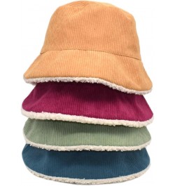 Bucket Hat,Winter Corduroy Fisherman Hat Female Warm Basin Hat Women Outdoor Double-Sided Sunshade Bob Cap Green $19.94 Sun Hats