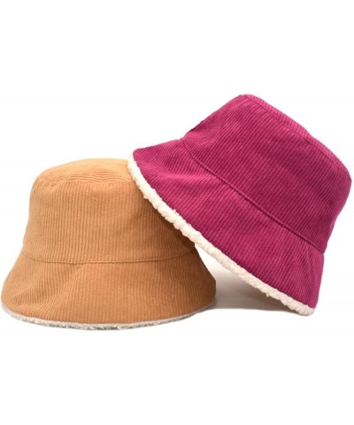 Bucket Hat,Winter Corduroy Fisherman Hat Female Warm Basin Hat Women Outdoor Double-Sided Sunshade Bob Cap Green $19.94 Sun Hats