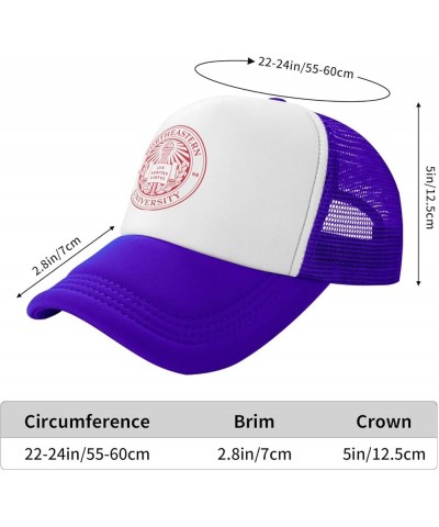 Northeastern University Trucker Hats for Both Men and Women - Mesh Baseball Snapback Hats Purple $21.04 Baseball Caps