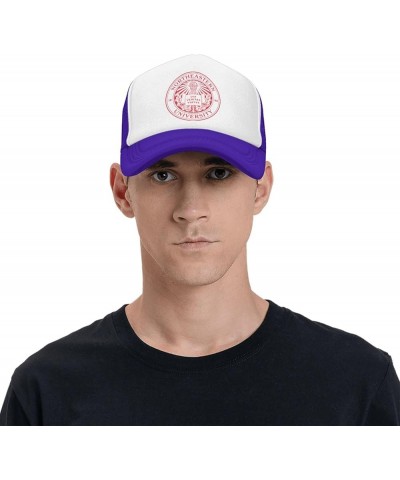 Northeastern University Trucker Hats for Both Men and Women - Mesh Baseball Snapback Hats Purple $21.04 Baseball Caps