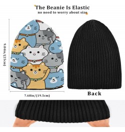 Yellow White Grey Cats Beanie Hat Men Slouchy Skull Cap Warm Knit Women Winter Cuffed Plain Hat $21.04 Skullies & Beanies