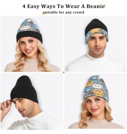 Yellow White Grey Cats Beanie Hat Men Slouchy Skull Cap Warm Knit Women Winter Cuffed Plain Hat $21.04 Skullies & Beanies